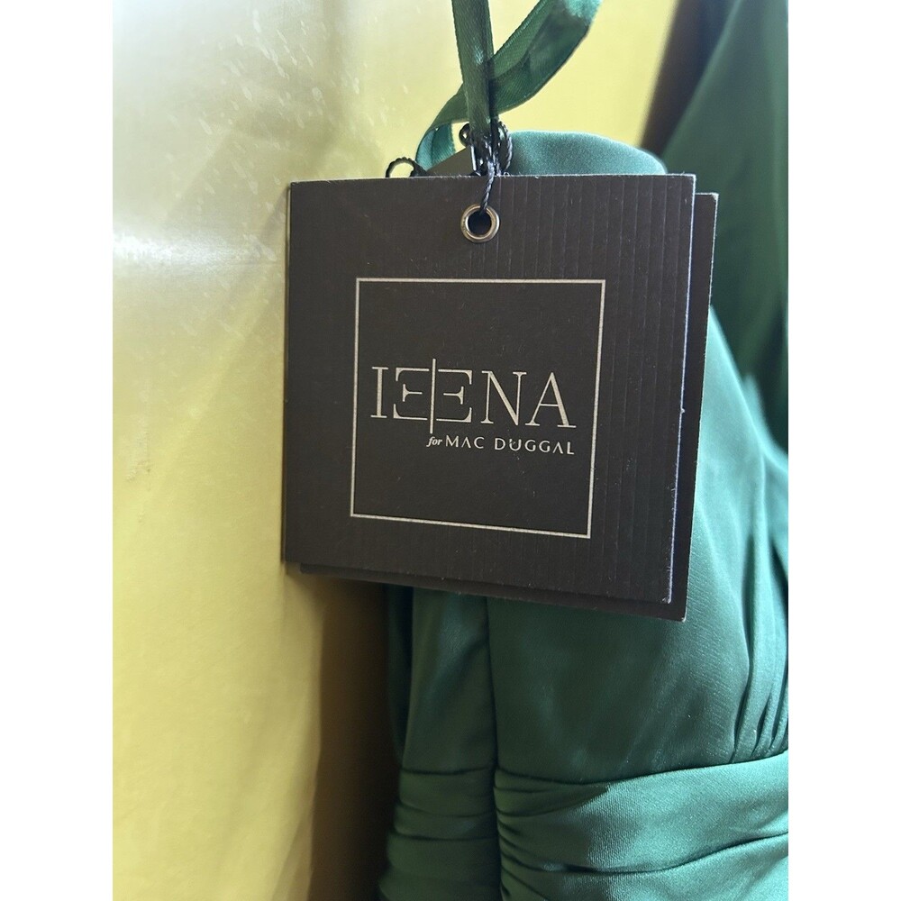 Ieena For Mac Duggal Emerald One-Shoulder Satin Ruffle Cocktail Dress Size 6 New - Picture 6 of 7